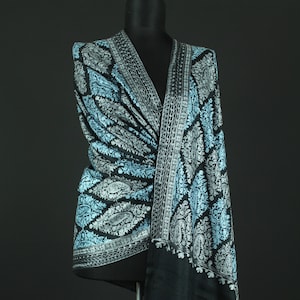 Traditionally Embroidered Merino Wool Shawl, Needle Embroidery Shawl, Shawls and wraps, Gift for her, Scarf women, Winter Scarf, Woman Shawl