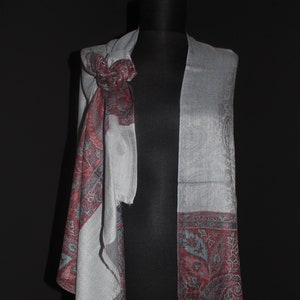 Fine Wool Cashmere Scarf, Handwoven Scarf, Cashmere Shawl Wrap, Embroidered Shawl, Scarf for woman, Elegant Shawl, Wrap  woman, Winter Scarf