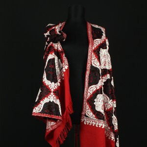 Kashmiri Woolen Shawl,  Hand Embroidered Scarf, Women winter scarf, Shawl Wrap, Fine wool Scarf, Wedding shawl, Women Scarf, Gift for mom,