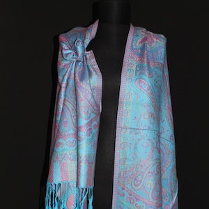 Turquoise Shawl, Pashmina Scarf, Festival Pashmina, Wool Pashmina, Pashmina Shawl, Gift her, Birthday Gift, Christmas Gift, Paisley pashmina