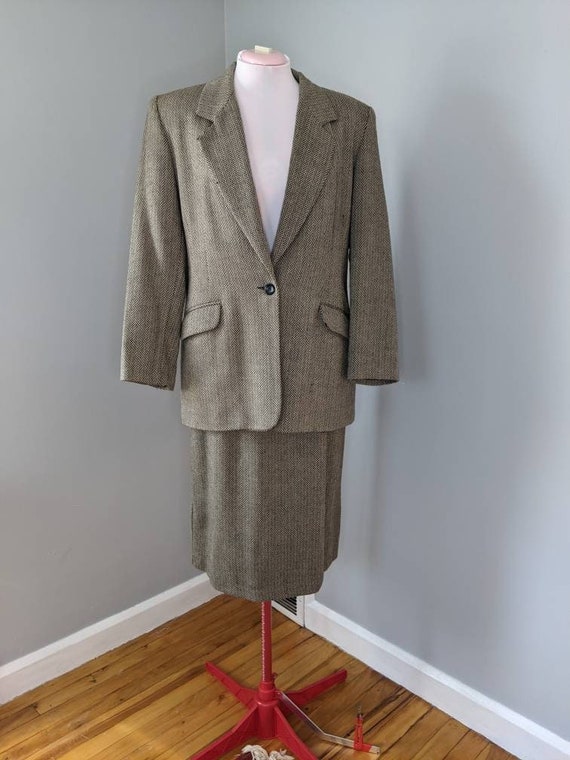 Wool Herringbone Vinci Clothiers Skirt Suit - image 1