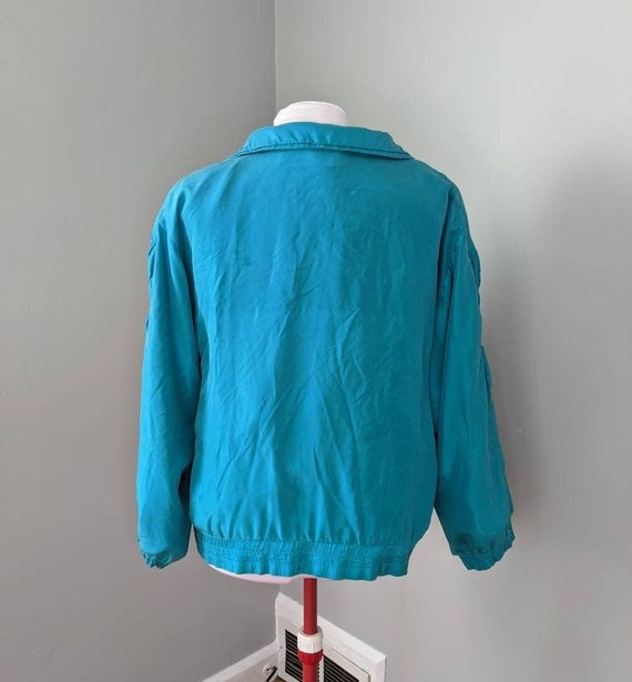 Teal Silk 90s Gathered Jacket - image 2