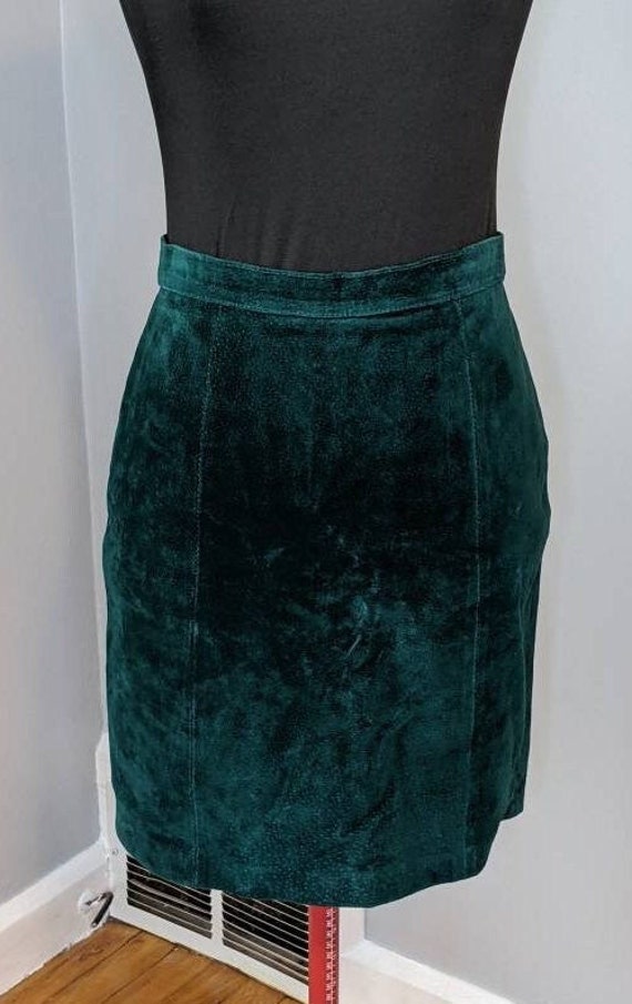 Emerald Green Suede Mini Skirt