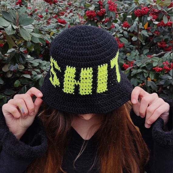 SHIT Handmade Crochet Bucket Black Hat, Women's Wool Winter Hat, Crochet  Beanie, Knitting Beanie -  Canada
