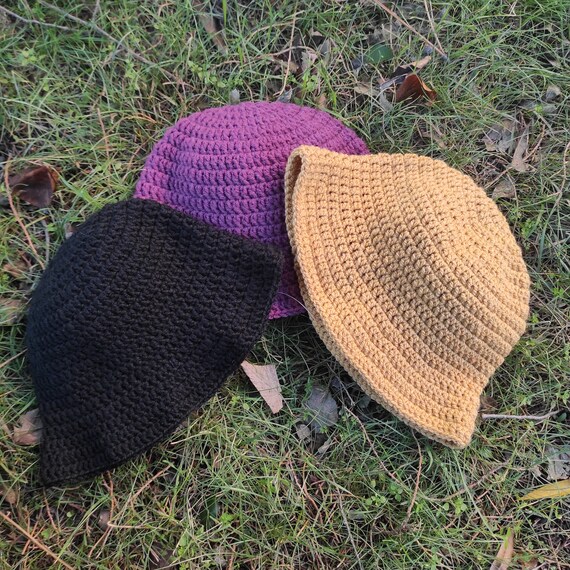 Bonnet Seau En Crochet Pour Femmes – Noir, Rayé, Fait Main, Pliable, Pour Plage/Ski/Détente - 11