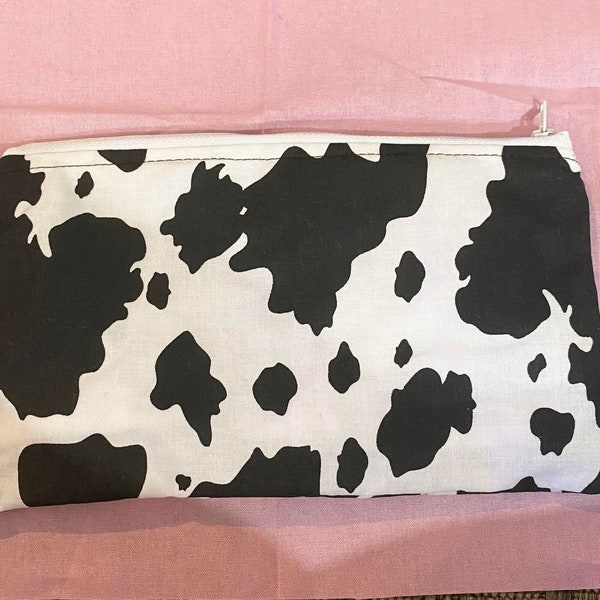 Cow Print Makeup Bag - Zipper Pouch - Spotted Bag