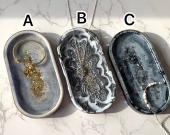 Vassoio in resina grigio argento oro / piatto per gioielli / decorazione / gioielli / piatto per anelli / resina sintetica / resina epossidica / conservazione