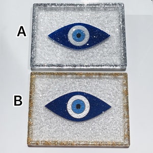 Resin Evil Eye Nazar Boncuk Tablett (Bitte VIDEO angucken) Kristalloberfläche / Dekoration / Geschenk / handmade / Ramadan Eid
