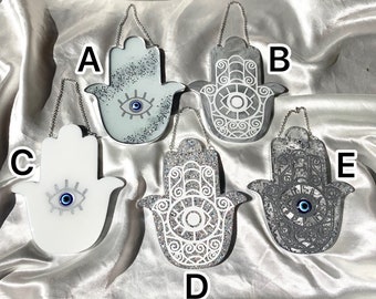 Resin Hamsa Fatima&#39;s Hand / Evil Eye Wall Decoration Nazar Boncuk / Gift / Epoxy Resin / Handmade / Suncatcher Vinyl Sticker