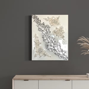Resin wall picture 40 x 50 cm white cream silver painting / wall decoration / crystals / geode art / epoxy resin / canvas / unique / high gloss