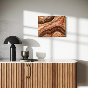 Resin wall picture 30 x 40 cm brown copper gold / wall decoration / crystals / gift / epoxy resin / canvas / unique / painting art