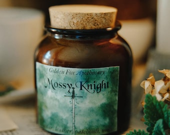 Moss Scented Candle | Earthy Forest Candle | Petrichor Rain Candle | Dark Medieval Decor | Woodsy Sword  Candle | Mossy Knight | Ren Faire