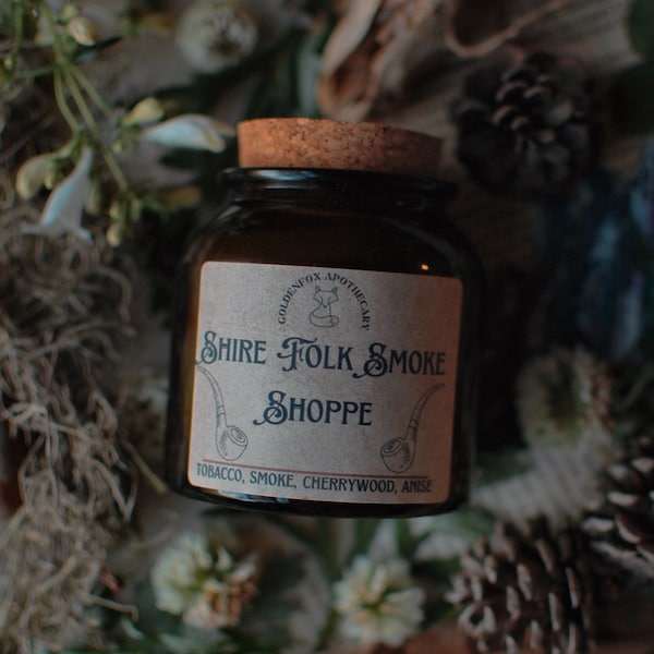 The Shire Smoke Shoppe Lord of the Rings Hobbit Inspired Candle, Wood Wick, Tolkien's Hobbit, Fantasy Books