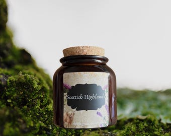 Scottish Highland Candle |  Handmade Wood Wick | Scotland Outlander