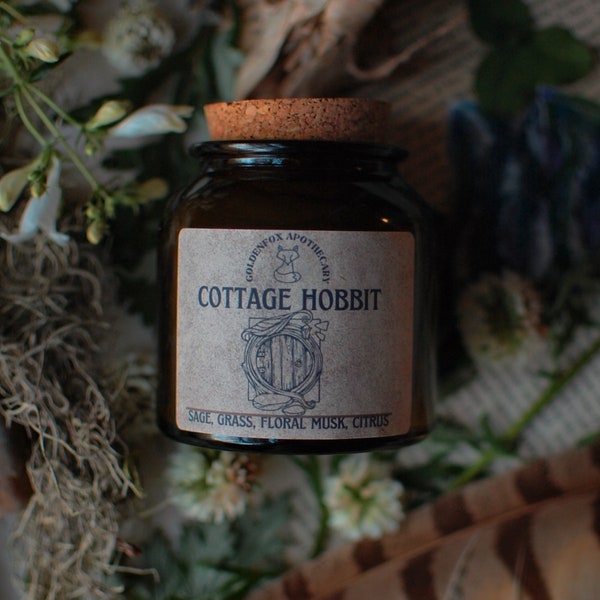 Cottage Hobbit Lord of the Rings Hobbit Inspired Candle, Wood Wick, Tolkien's Hobbit, Fantasy Books