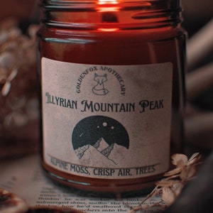 Illyrian Mountain Candle, Licensed Sarah j Maas, ACOTAR , A Court of Mist and Fury, A Court of Silver Flames, Gift For Fantasy Reader
