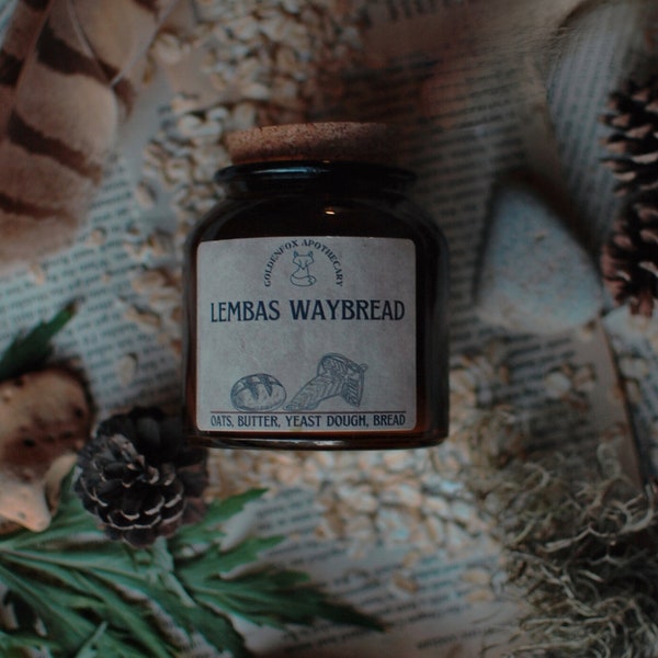 Lembas Elven Waybread Lord of the Rings Hobbit Inspired Candle, Wood Wick, Tolkien's Hobbit, Fantasy Books