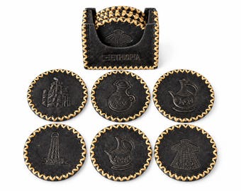 Handmade Ethiopian Leather Coaster