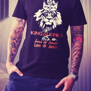 King of Kings, Lord of Lords, Behold the Lion of Judah, Christian Clothing, Religious T Shirt, Faith T-Shirt, Custom Graphic Tees, Apparel