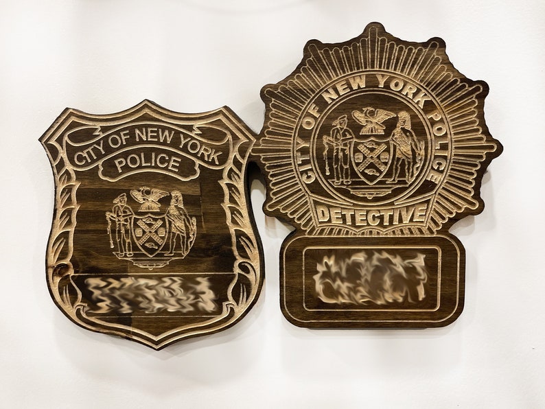 Personalized Wood Engraved NYPD Shield Badge Retirement Promotion Replica Plaque Etsy