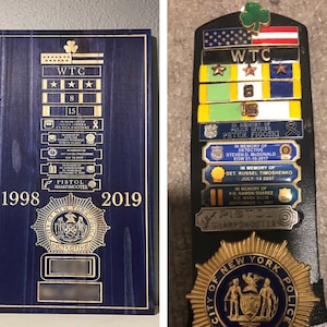 Personalized NYPD SCPD NCPD Retirement Plaque Shield Backing Medal Breast Bar Engraving
