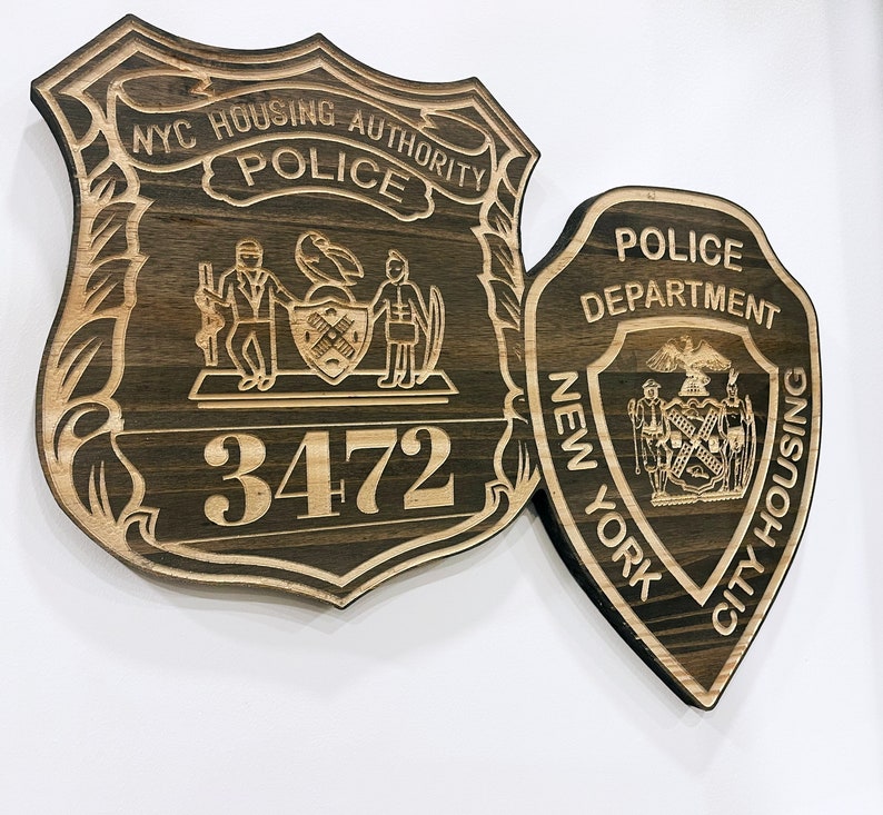Personalized Wood Engraved NYPD Shield Badge Retirement Promotion Replica Plaque Etsy