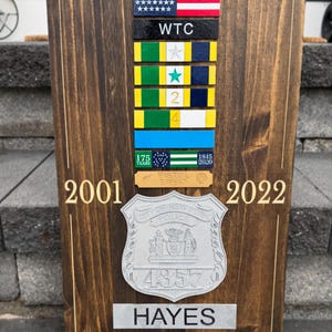 Personalized NYPD SCPD NCPD Retirement 2D Color Plaque Shield Backing Medal Breast Bar Engraving
