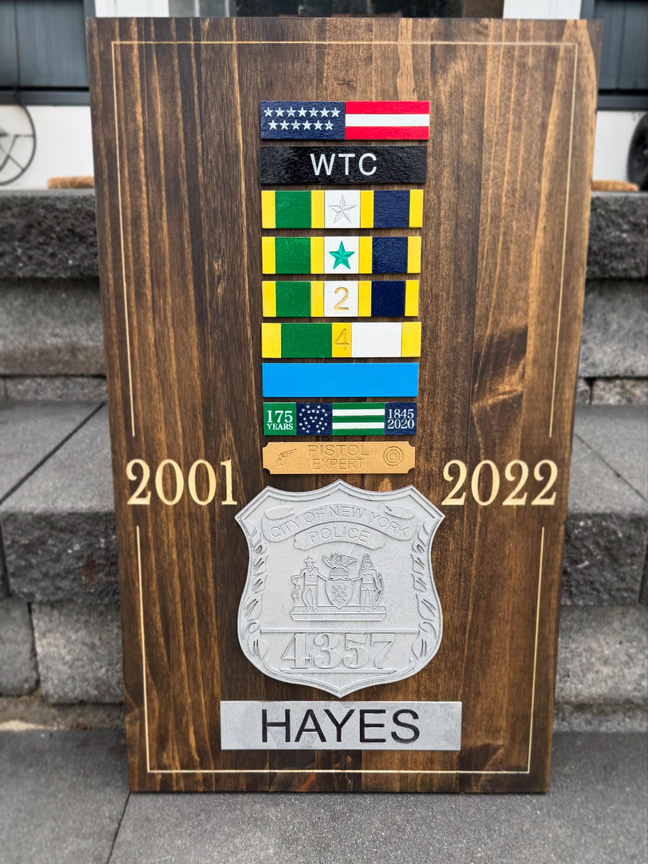 Personalized NYPD SCPD NCPD Retirement 2D Color Plaque Shield