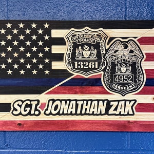 Personalized NYPD SCPD NCPD Law Enforcement Blueline Flag