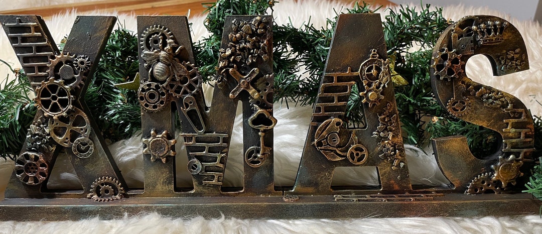 Decoration / Lettering for Setting up / Decoration XMAS Steampunk 3D ...