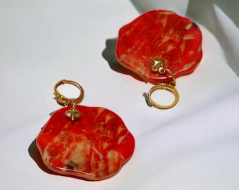 Red resin earrings