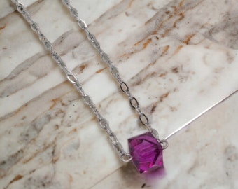 Collier perle fushia acier inoxydable