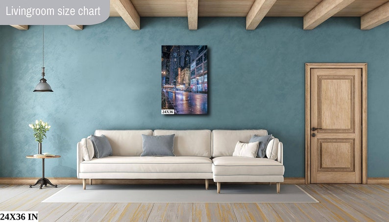 Winter Vibes Chicago, stadsarchitectuur, stedelijk decor, Chicago Wall Art, sneeuw 's nachts, canvas decor afbeelding 5