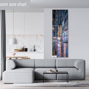 Winter Vibes Chicago, City Architecture, Urban Decor, Chicago Wall Art, Snow at night, Canvas decor Canvas(3 Panel)24x72 inches