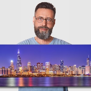 Chicago Skyline on Canvas, Large Wall Art, Chicago Print, Chicago art, Chicago  Photo, Chicago Canvas, Panoramic, Chicago Sunset