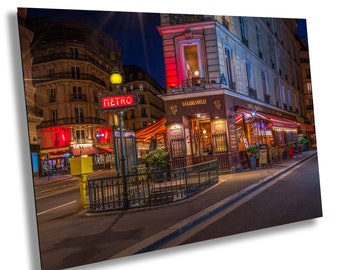 La Gargamelle Restaurant & Paris Metro - Paris, Canvas Wall Art, Canvas Print, Wall Art Paris France Painting Canvas Painting