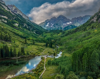 Maroon Bells Colorado Print: Mountain Landscape Photo, Canvas Art