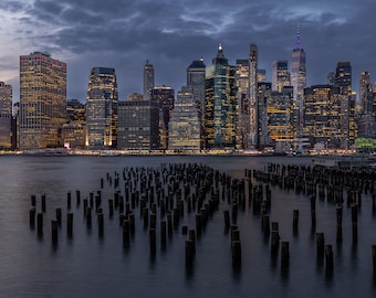 Brooklyn Bridge Pier, New York canvas, Cityscape canvas, Cityscape print, New York print