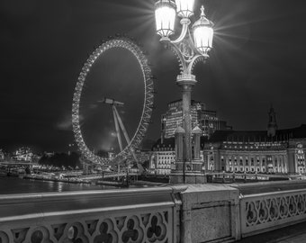 London Eye, Leinwanddruck, Metalldruck, Papierdruck, Landschaft, England