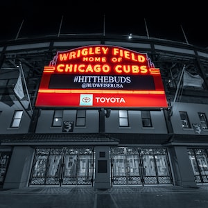 Wrigley Field Chicago Cubs, Urban Decor, Chicago Wall Art, Snow at night, Canvas decor, Mancave Art