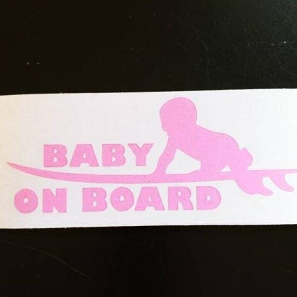 Baby On Board Vinyl Decal, Baby On Surfboard Decal, Surfer Baby Decal, Surfer Baby Sticker, Cool Baby On Board Vinyl Decal, Bumper Sticker