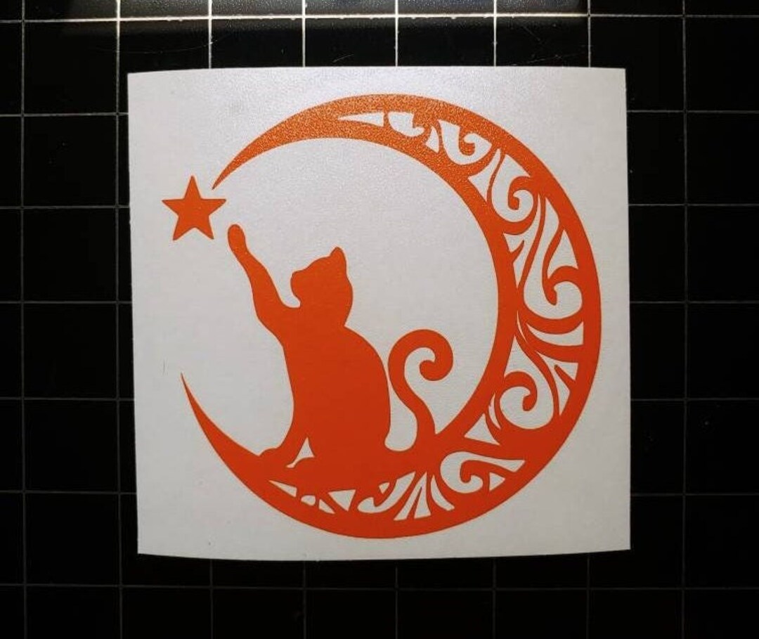 Kitty Moon Vinyl Decal, Bumper Sticker, Stickers, Laptops, Cats, Cat