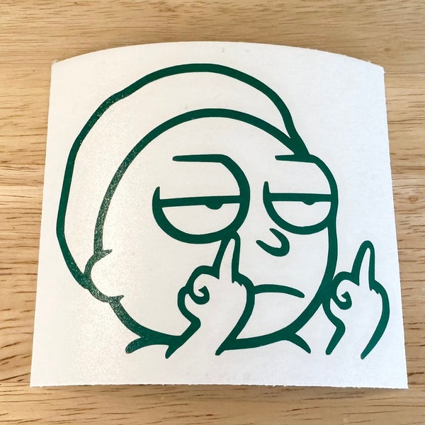 Morty Middle Finger FU Vinyl Decal, Middle Finger Bumper Stickers, Stickers, Laptop Decals