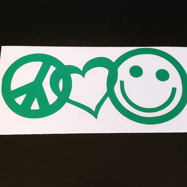 Peace Love & Happiness Vinyl Decal, Vinyl Decal for Bumper Stickers, Journals, Laptop Stickers, Peace Love and Smiles, Spread Peace and Joy