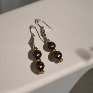 Brown and Gold Sphere Earrings