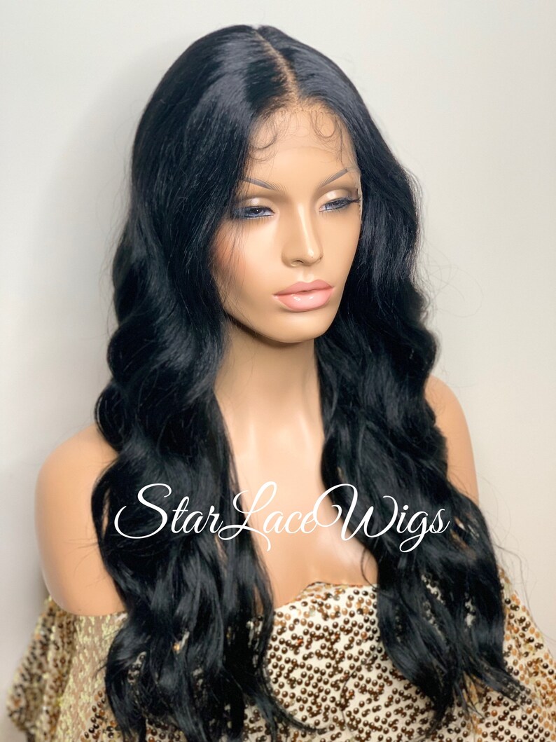 Long Black Wig Wavy Long Middle Part Daily Wear Wigs for Women Etsy