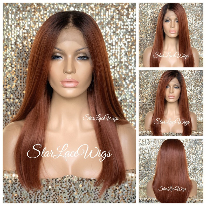 Long Copper Auburn Red Lace Front Wig Synthetic Straight 13x6 Etsy