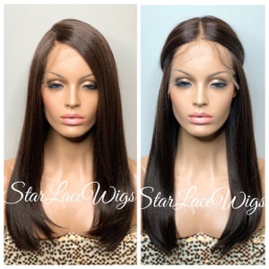 Long Lace Front Wig Synthetic Straight 13x6 Parting Space Brown Color #4 Heat Resistant Wigs For Women Glueless Free Part Chemo Alopecia