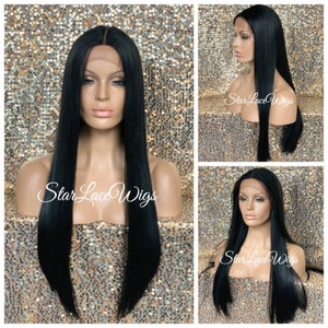 Lace front wig top with middle part