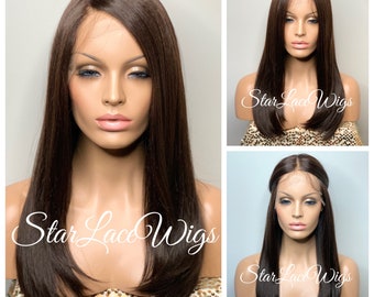 Long Brown #4 Lace Front Wig Synthetic Straight Free Part 13x6 Wig Heat Resistant Wigs For Women Glueless Long Brown Lace Wig